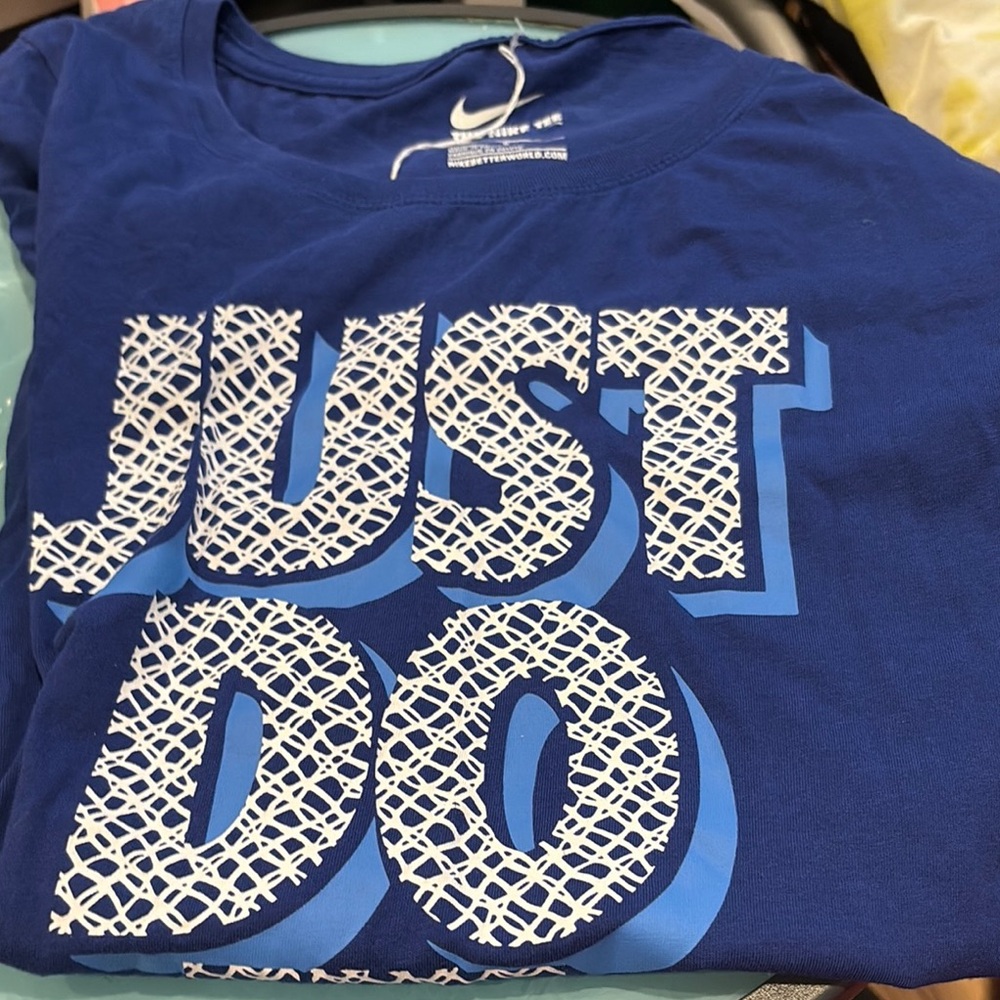 Nike Blue and White Short Sleeve Tee